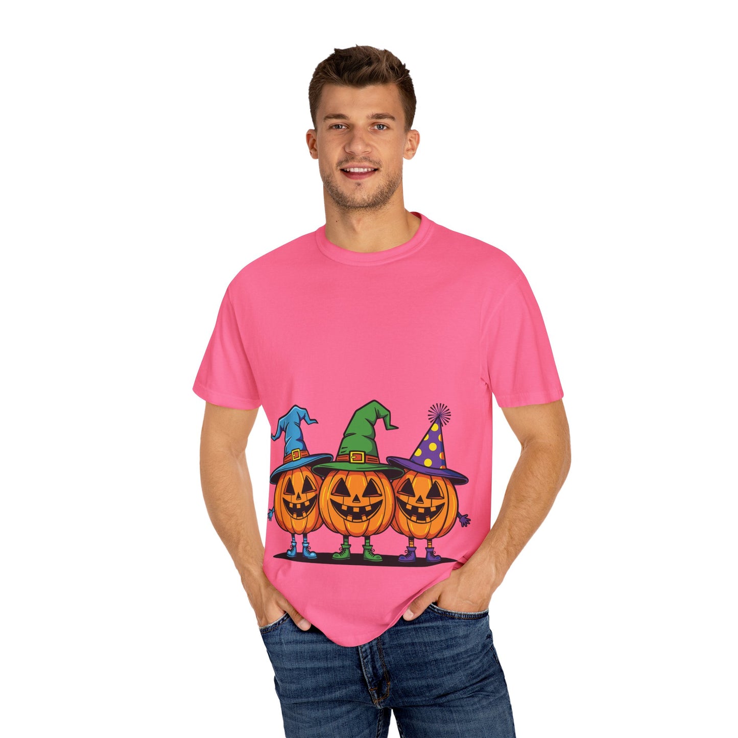 Halloween Pumpkin T-Shirt, Unisex Garment-Dyed Tee, Spooky Fall Apparel, Trick or Treat Shirt, October Celebration Top