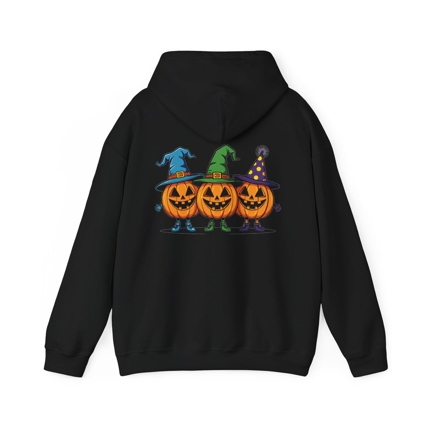 Halloween Pumpkin Trio Hoodie, Spooky Sweatshirt, Unisex Fall Apparel, Trick or Treat Style, Cozy Costume Alternative