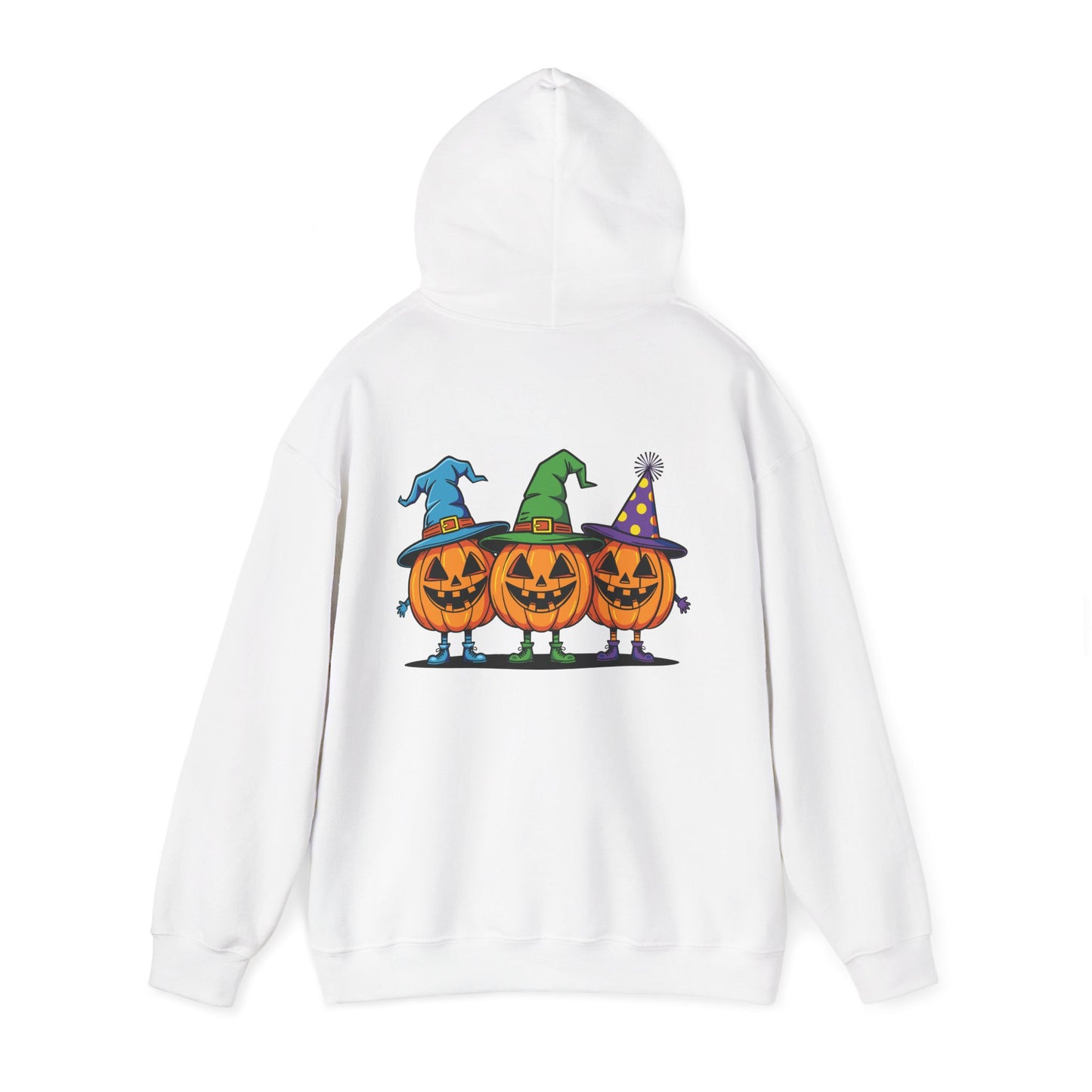 Halloween Pumpkin Trio Hoodie, Spooky Sweatshirt, Unisex Fall Apparel, Trick or Treat Style, Cozy Costume Alternative