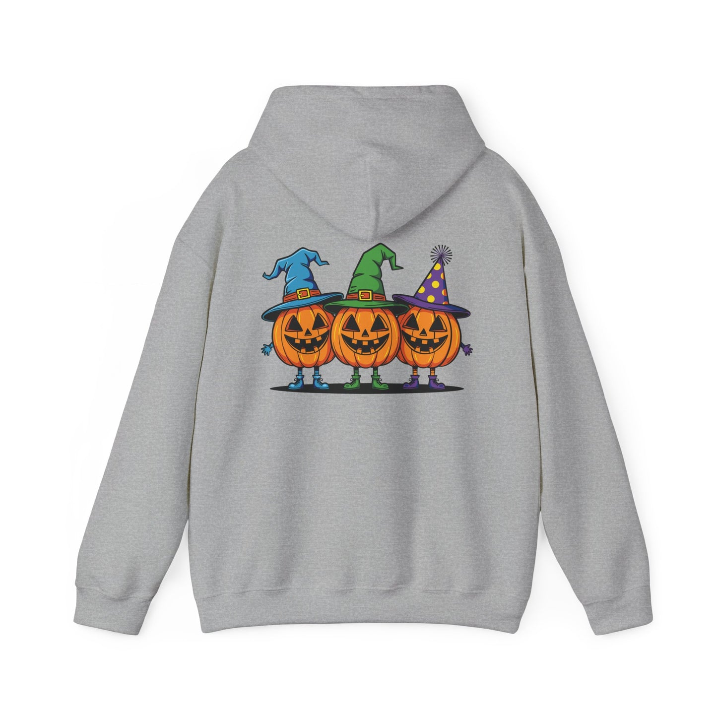 Halloween Pumpkin Trio Hoodie, Spooky Sweatshirt, Unisex Fall Apparel, Trick or Treat Style, Cozy Costume Alternative
