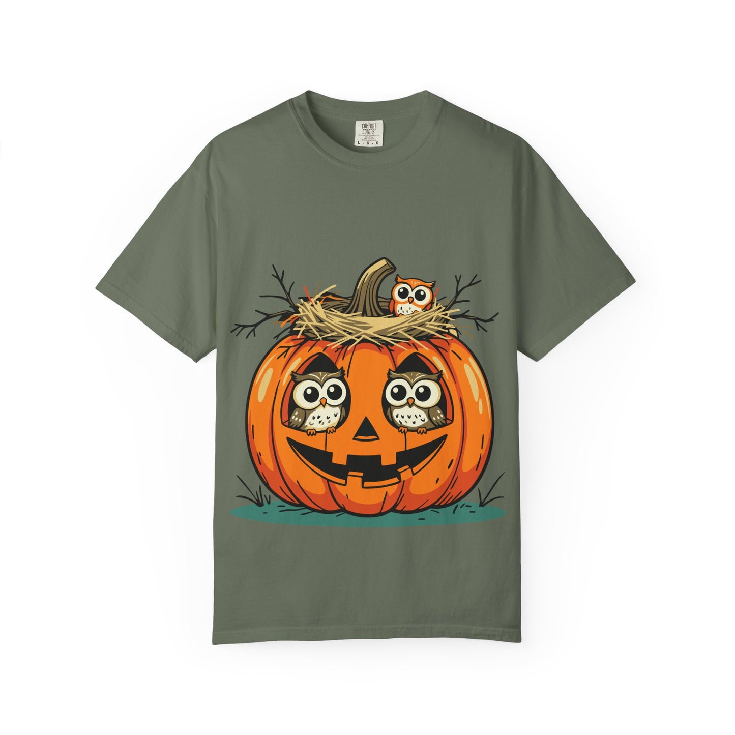 nest head Halloween Owl Pumpkin T-shirt, Unisex Fall Tee, Cute Autumn Shirt, Spooky Seasonal Apparel, Trick or Treat Outfit