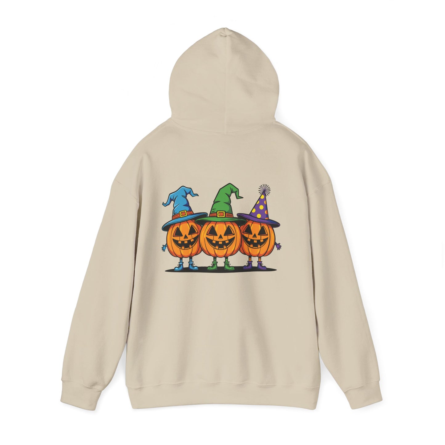 Halloween Pumpkin Trio Hoodie, Spooky Sweatshirt, Unisex Fall Apparel, Trick or Treat Style, Cozy Costume Alternative