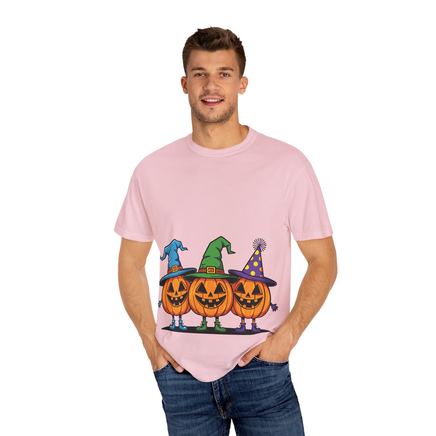 Halloween Pumpkin T-Shirt, Unisex Garment-Dyed Tee, Spooky Fall Apparel, Trick or Treat Shirt, October Celebration Top