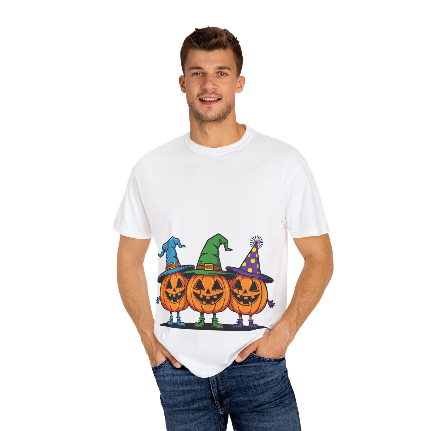 Halloween Pumpkin T-Shirt, Unisex Garment-Dyed Tee, Spooky Fall Apparel, Trick or Treat Shirt, October Celebration Top