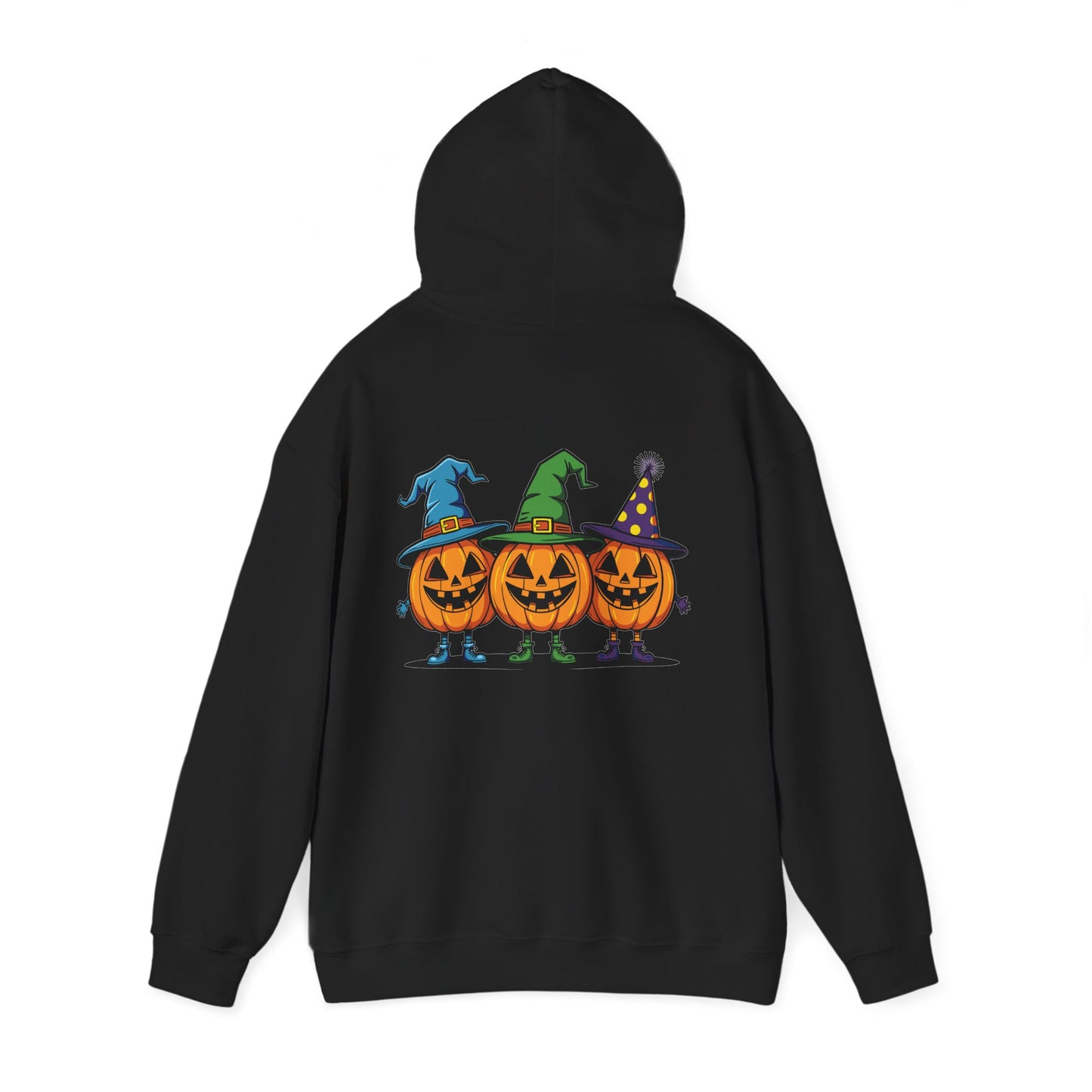 Halloween Pumpkin Trio Hoodie, Spooky Sweatshirt, Unisex Fall Apparel, Trick or Treat Style, Cozy Costume Alternative