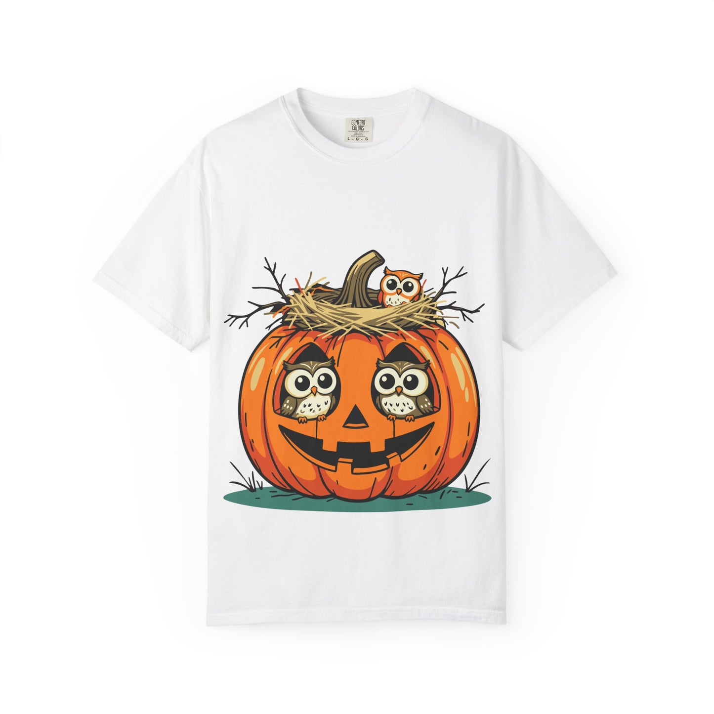 nest head Halloween Owl Pumpkin T-shirt, Unisex Fall Tee, Cute Autumn Shirt, Spooky Seasonal Apparel, Trick or Treat Outfit