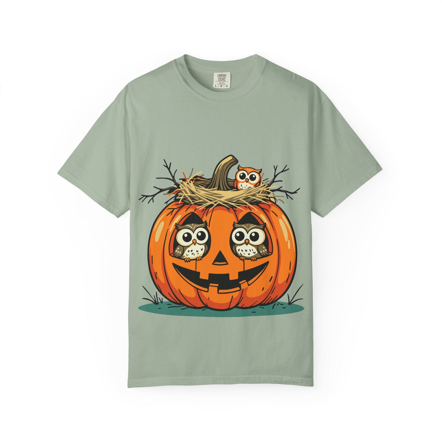 nest head Halloween Owl Pumpkin T-shirt, Unisex Fall Tee, Cute Autumn Shirt, Spooky Seasonal Apparel, Trick or Treat Outfit