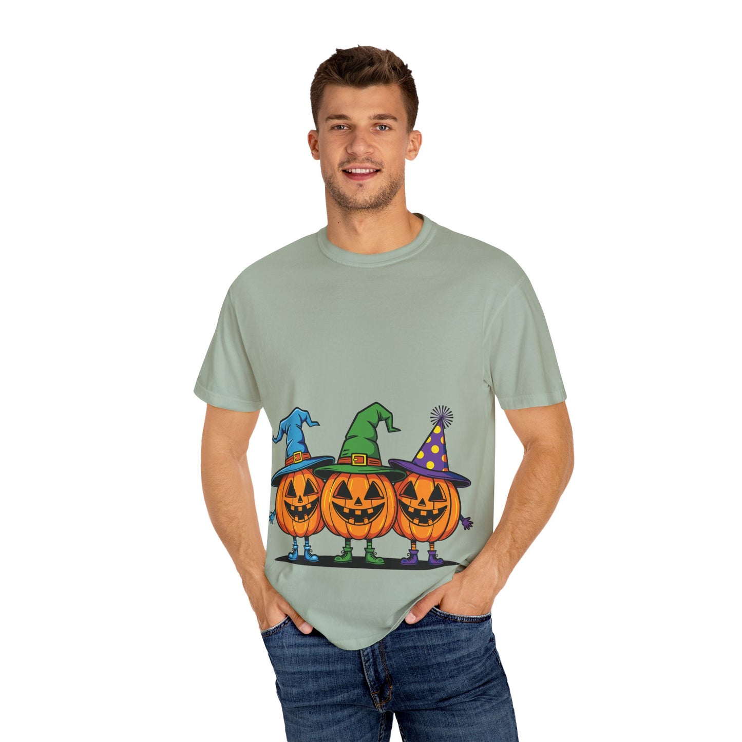 Halloween Pumpkin T-Shirt, Unisex Garment-Dyed Tee, Spooky Fall Apparel, Trick or Treat Shirt, October Celebration Top