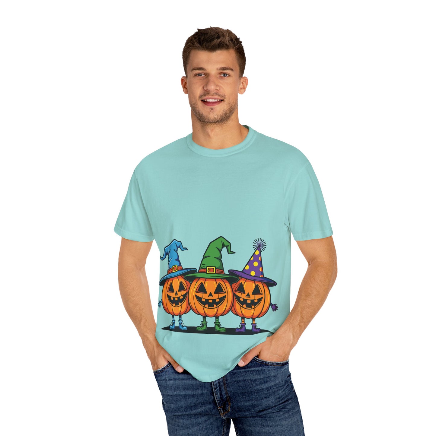 Halloween Pumpkin T-Shirt, Unisex Garment-Dyed Tee, Spooky Fall Apparel, Trick or Treat Shirt, October Celebration Top