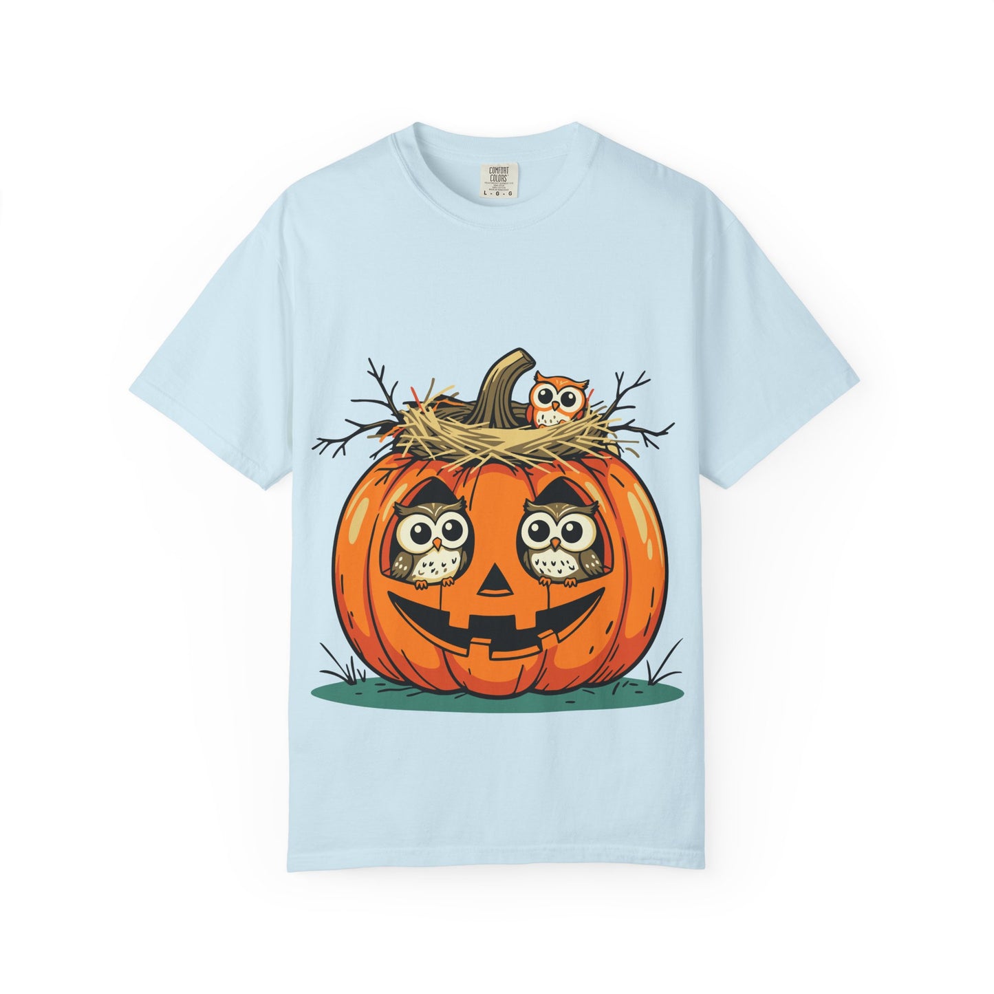 nest head Halloween Owl Pumpkin T-shirt, Unisex Fall Tee, Cute Autumn Shirt, Spooky Seasonal Apparel, Trick or Treat Outfit