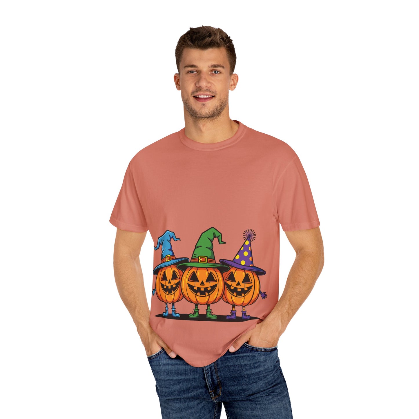 Halloween Pumpkin T-Shirt, Unisex Garment-Dyed Tee, Spooky Fall Apparel, Trick or Treat Shirt, October Celebration Top
