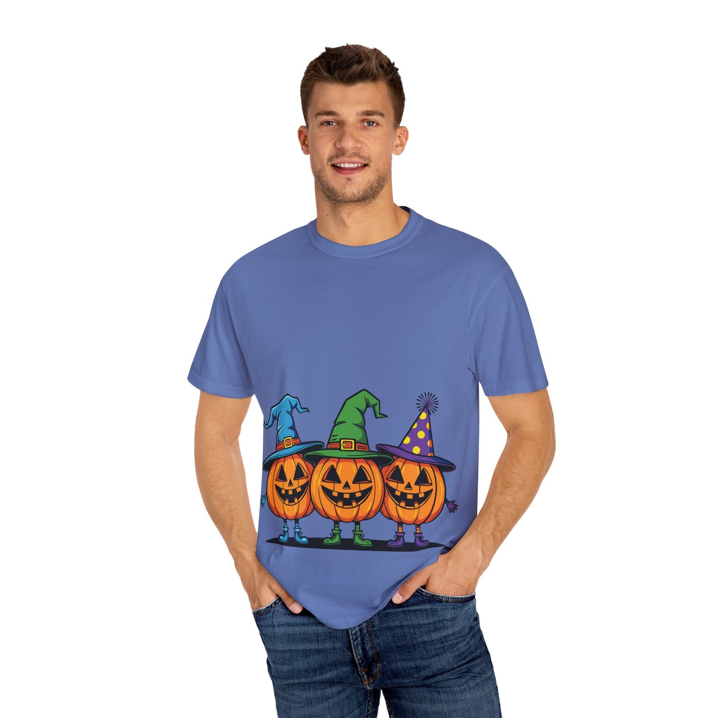 Halloween Pumpkin T-Shirt, Unisex Garment-Dyed Tee, Spooky Fall Apparel, Trick or Treat Shirt, October Celebration Top