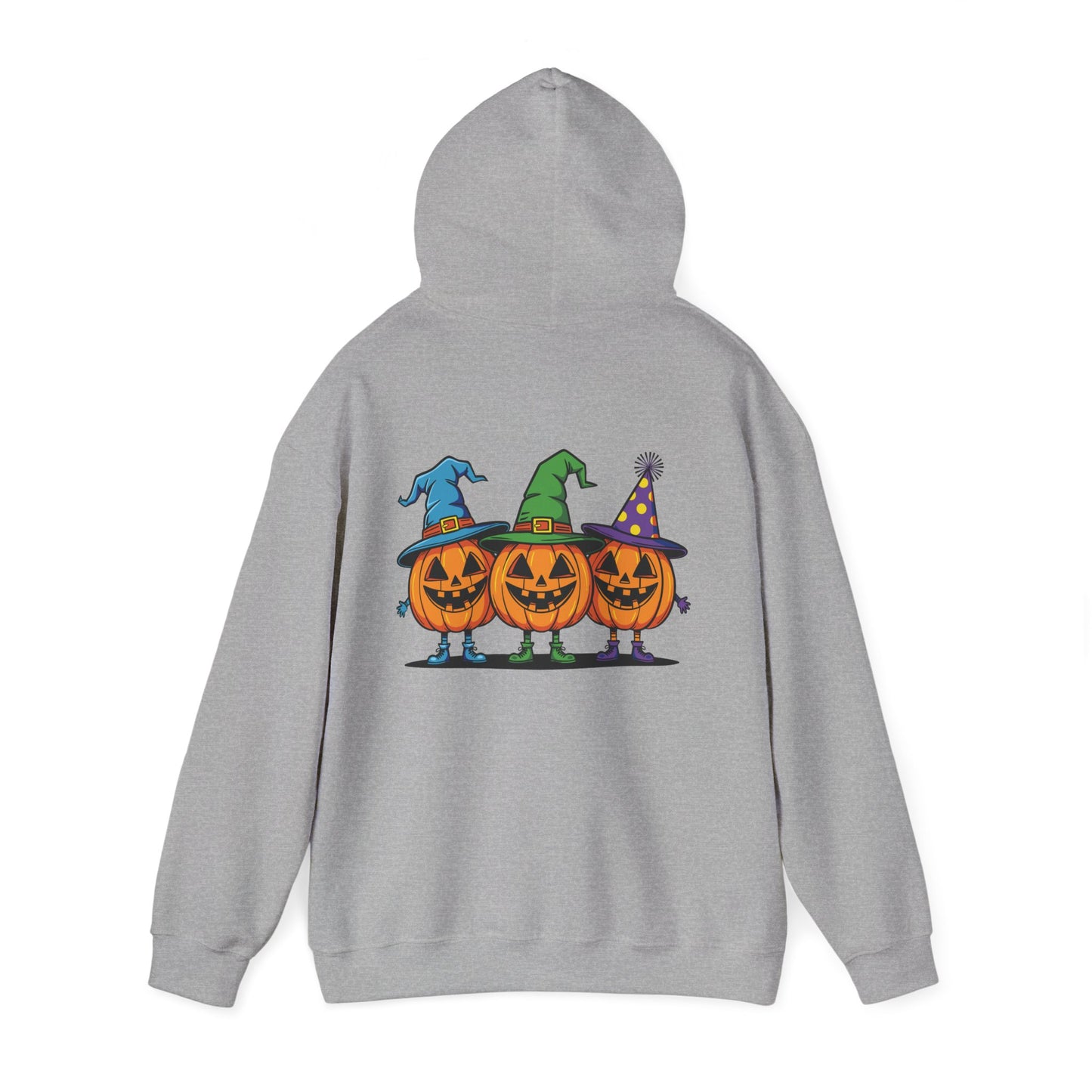 Halloween Pumpkin Trio Hoodie, Spooky Sweatshirt, Unisex Fall Apparel, Trick or Treat Style, Cozy Costume Alternative