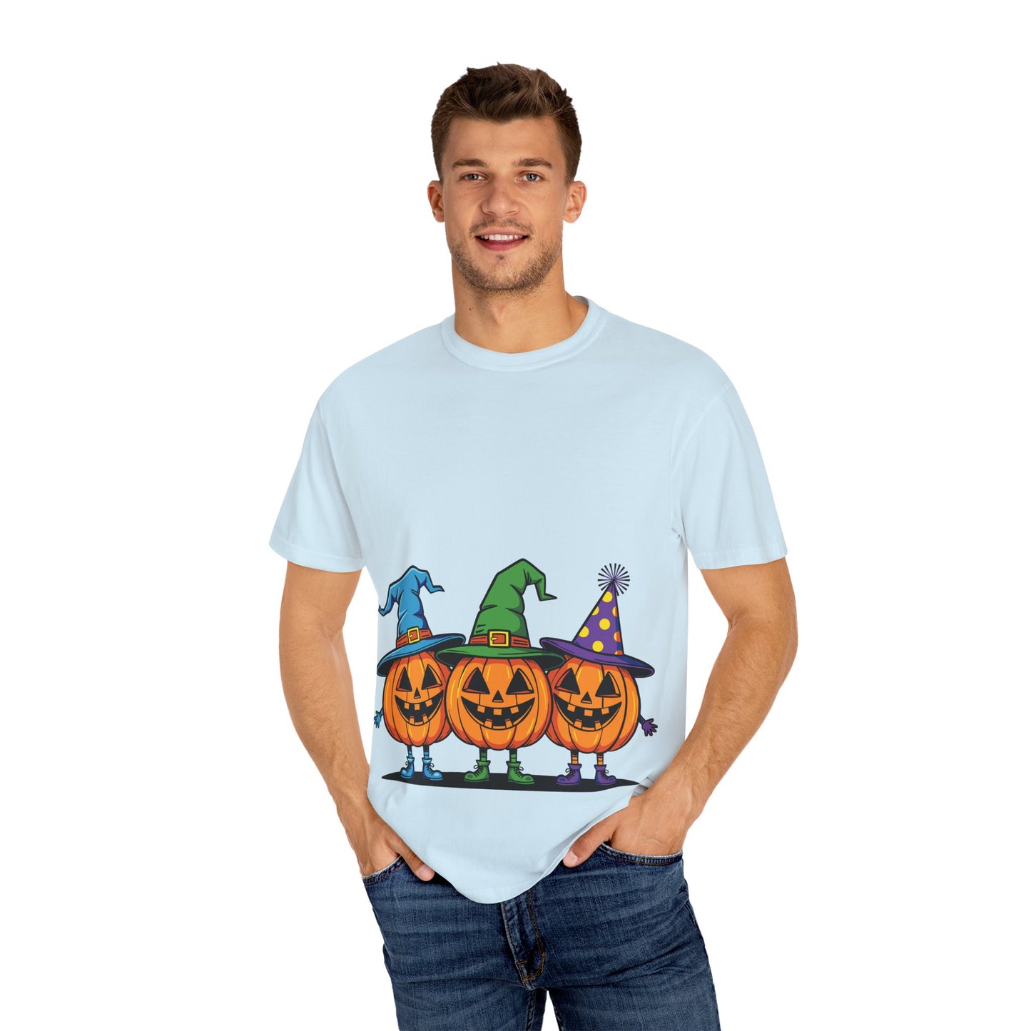 Halloween Pumpkin T-Shirt, Unisex Garment-Dyed Tee, Spooky Fall Apparel, Trick or Treat Shirt, October Celebration Top