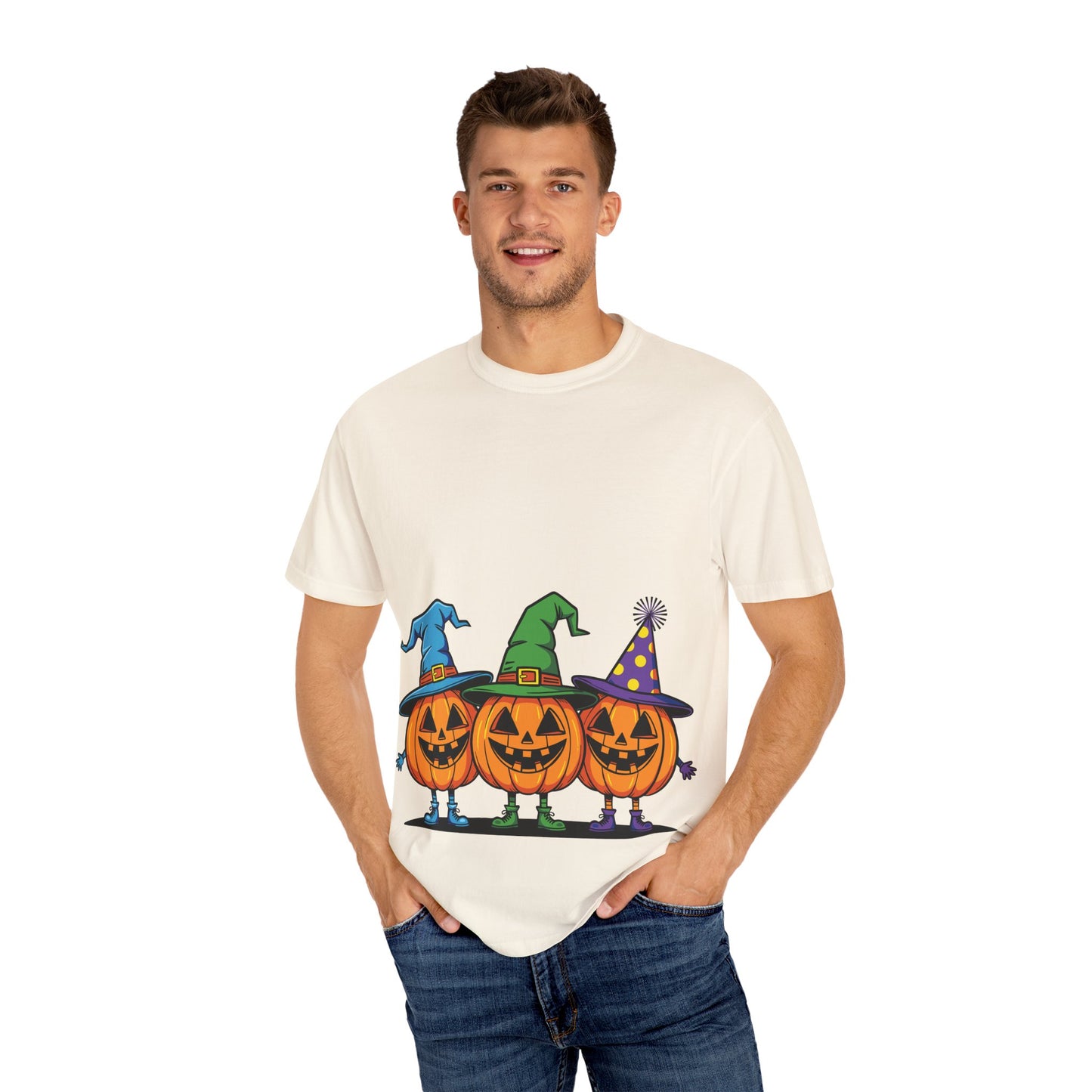 Halloween Pumpkin T-Shirt, Unisex Garment-Dyed Tee, Spooky Fall Apparel, Trick or Treat Shirt, October Celebration Top