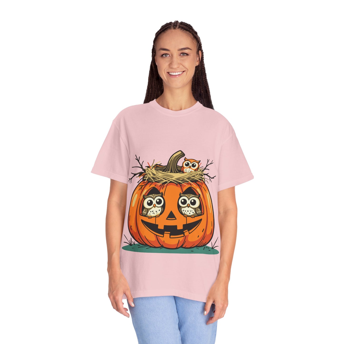 nest head Halloween Owl Pumpkin T-shirt, Unisex Fall Tee, Cute Autumn Shirt, Spooky Seasonal Apparel, Trick or Treat Outfit