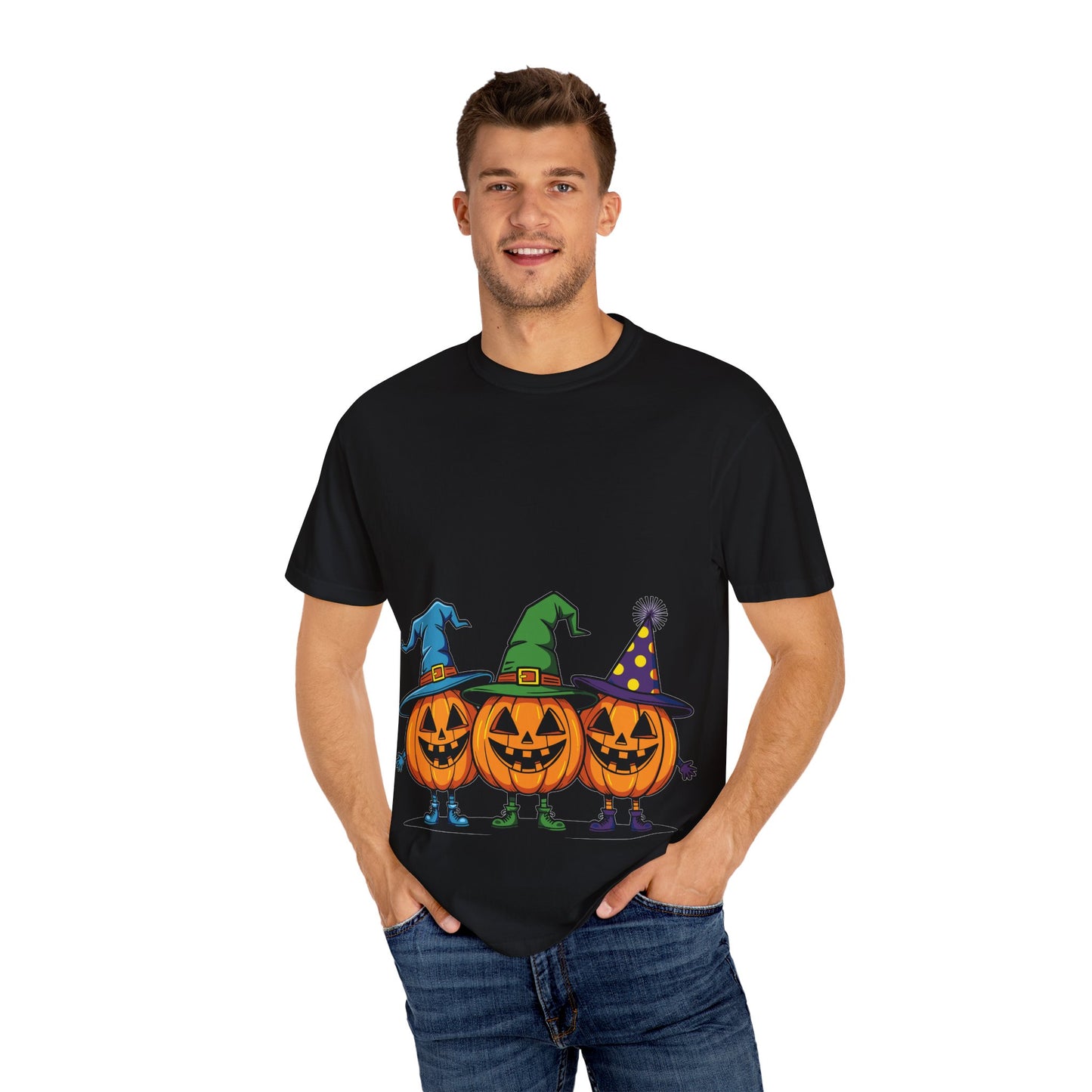 Halloween Pumpkin T-Shirt, Unisex Garment-Dyed Tee, Spooky Fall Apparel, Trick or Treat Shirt, October Celebration Top
