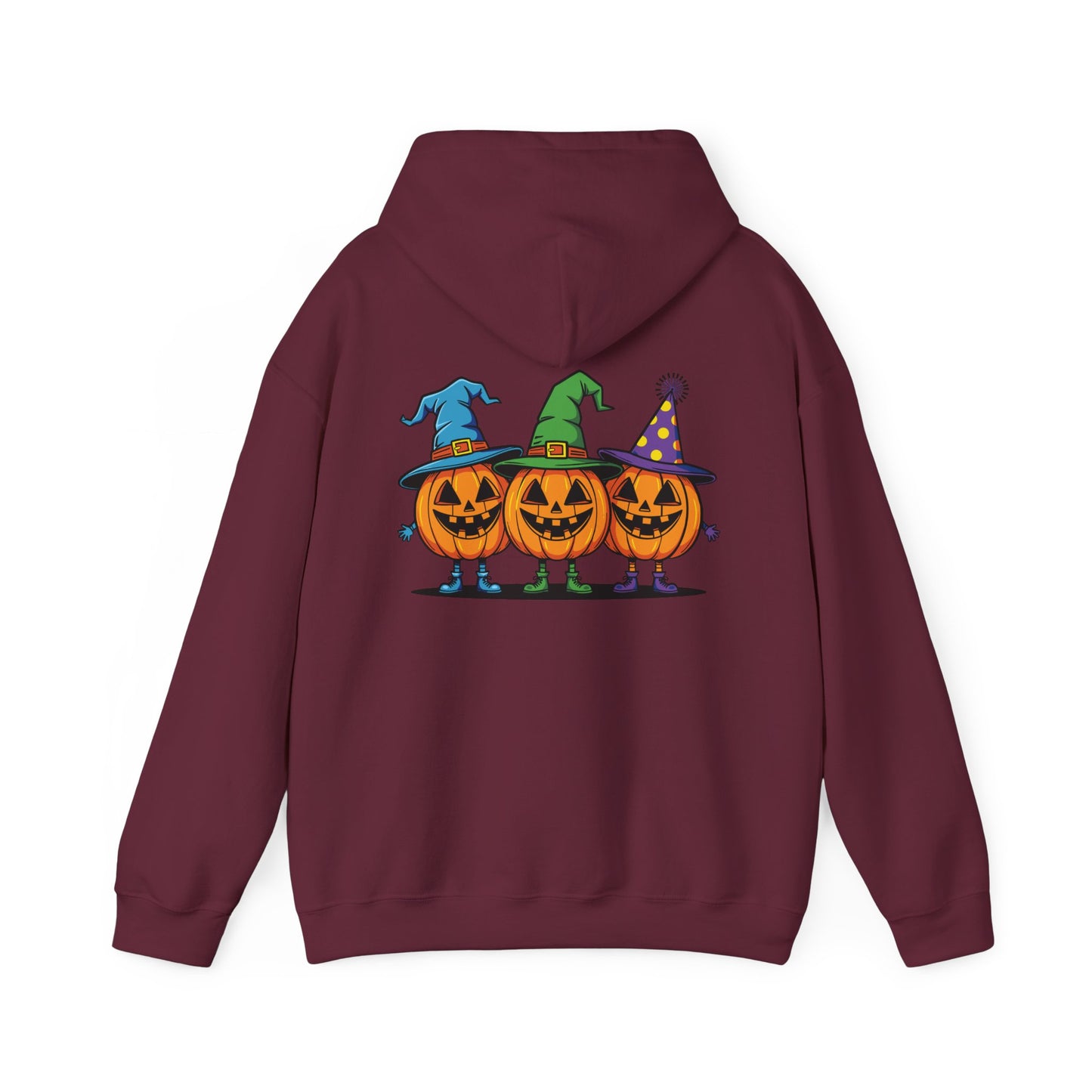 Halloween Pumpkin Trio Hoodie, Spooky Sweatshirt, Unisex Fall Apparel, Trick or Treat Style, Cozy Costume Alternative