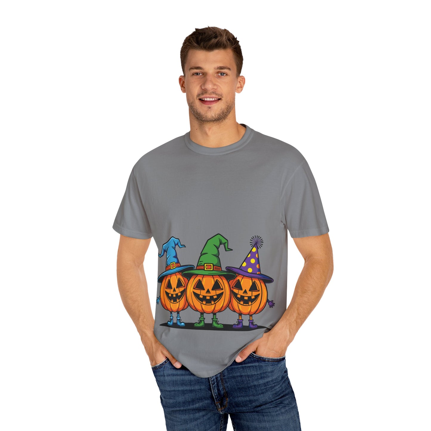 Halloween Pumpkin T-Shirt, Unisex Garment-Dyed Tee, Spooky Fall Apparel, Trick or Treat Shirt, October Celebration Top